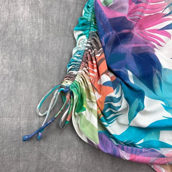 Cacique SWIM Suit Women 20 Pink Blue Palm Tropical Modest Layer‎ Bra 1pc - Picture 2 of 11